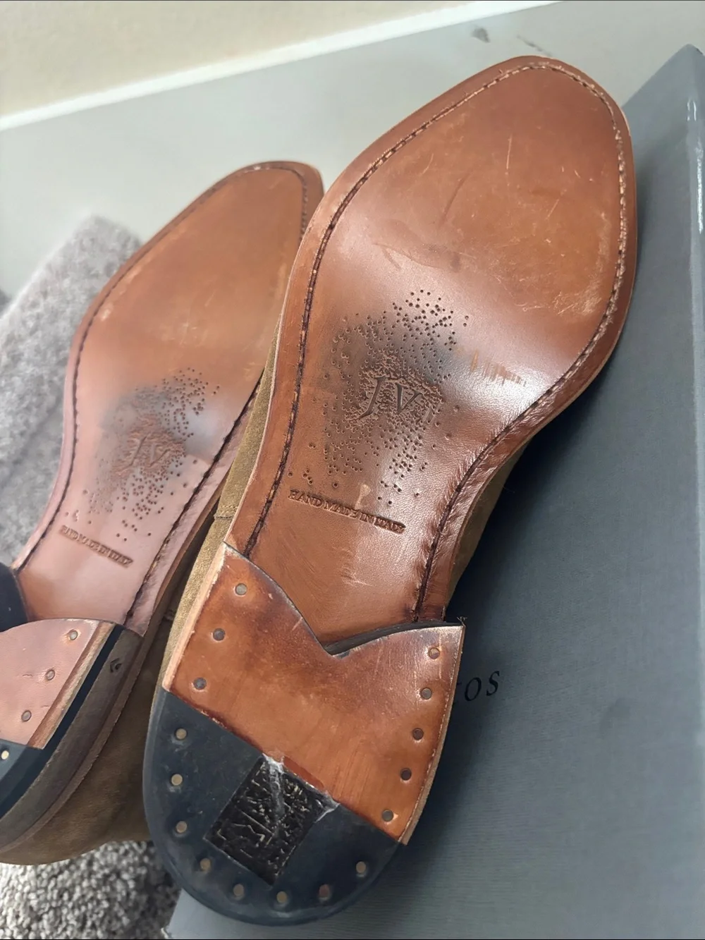 JOHN VARVATOS AMSTERDAM MUSHROOM BROWN SUEDE CHELSEA BOOTS size 8.5 - Picture 7 of 7